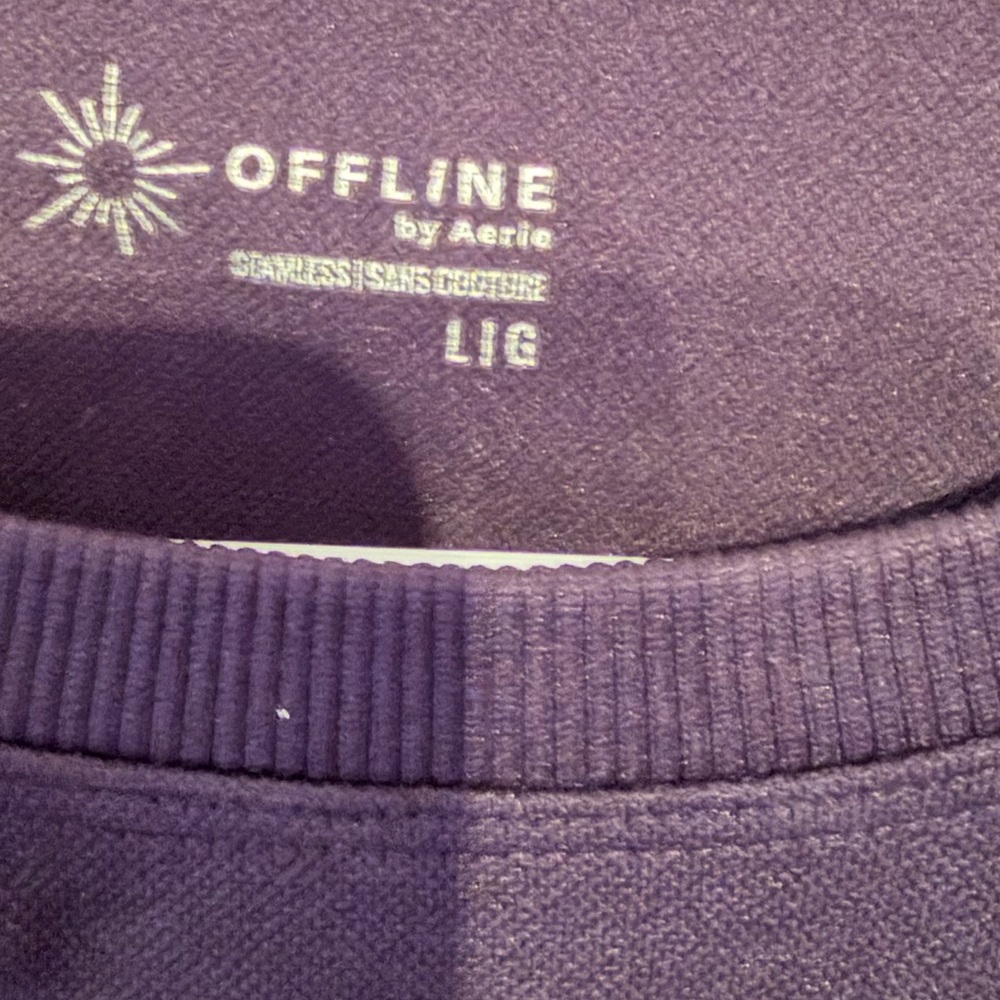 OFFLINE By Aerie Sidewalk Seamless Long Sleeve‎ Cropped T-Shirt True Black Large - Picture 3 of 4